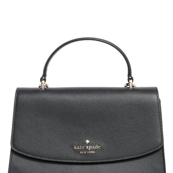 KATE SPADE DARCY TOP HANDLE SATCHEL BLACK LEATHER CROSSBODY SNAP CLOSURE - Picture 5 of 7